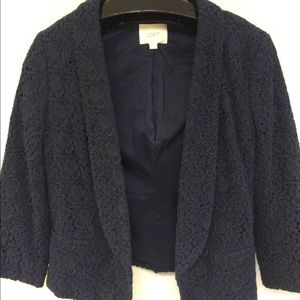 Ann Taylor loft navy eyelet blazer jacket